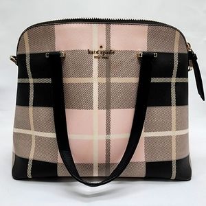 Pink and black Kate Spade bowler style bag.